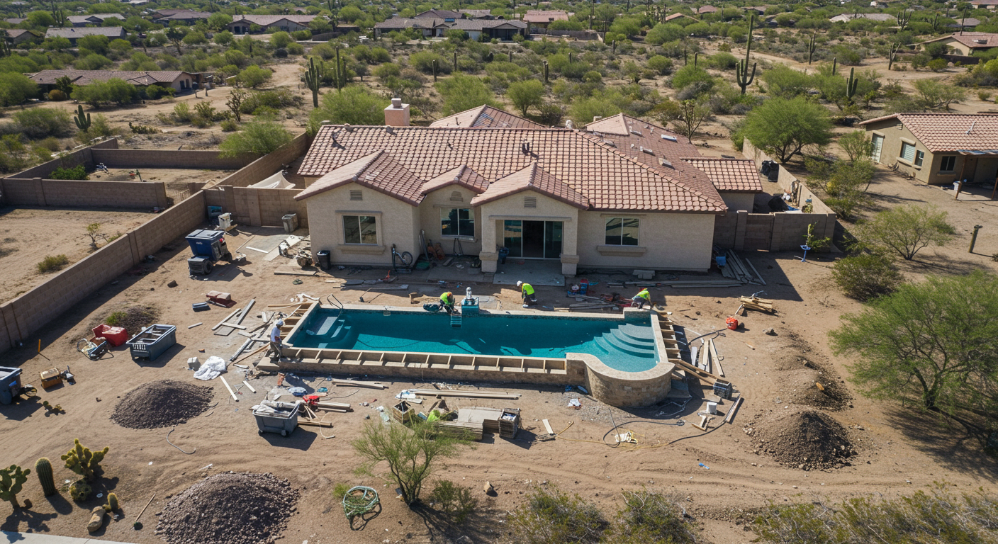 pool construction in surprise a new pool being built in surprise az